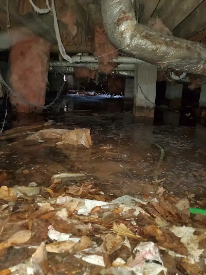 Crawl space flood assessment for Commercial Water Damage Restoration in Fayetteville