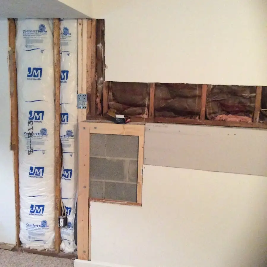Wall insulation replacement during Basement Flood Cleanup in Fayetteville